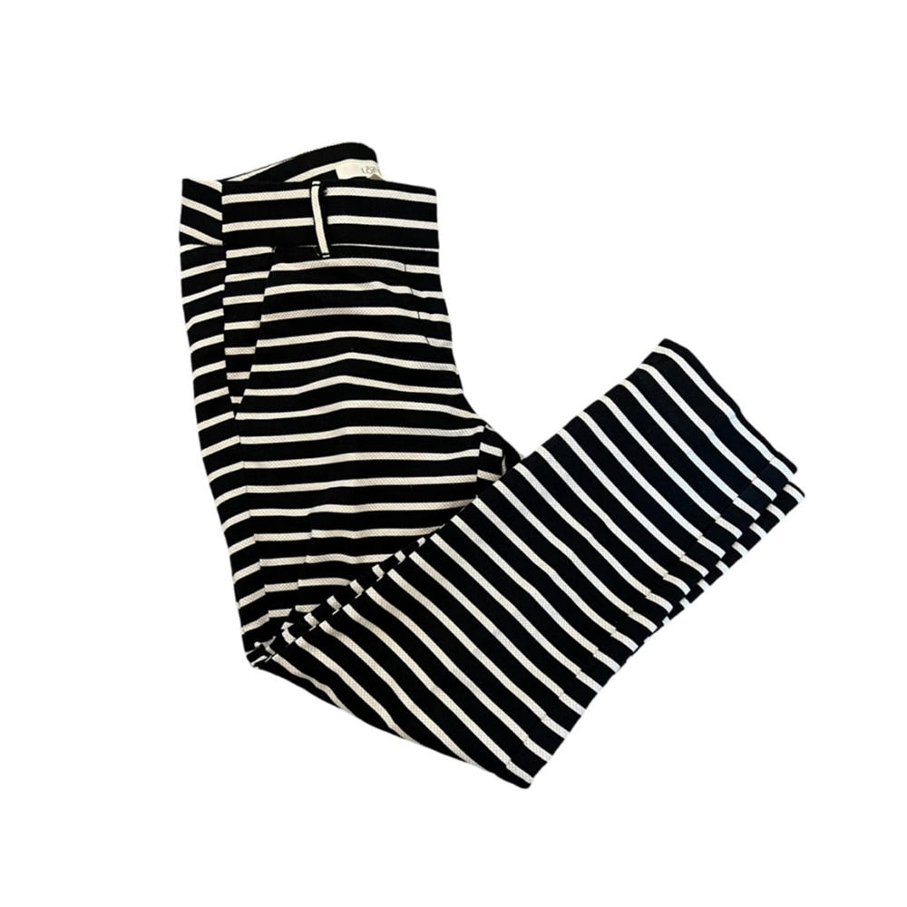 LOFT ANN TAYLOR Marissa Striped Cropped Mid Rise Dress Pant Trouser